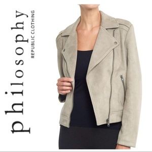 Taupe Faux Suede Moto Jacket
